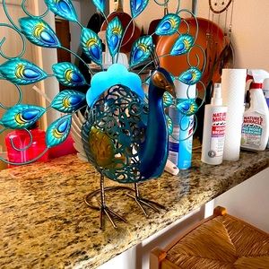 Beautiful peacock wine cork holder ..